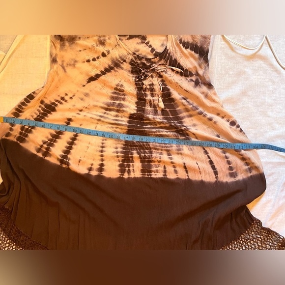 Boho hippie tie dye flowy feminine dress oversized crocheted bottom free size - Picture 16 of 16